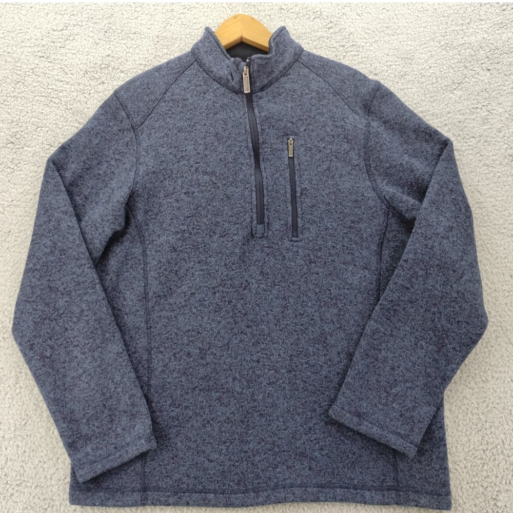 Woolrich Sweater Mens Large Blue Heathered Knit Quarter Zip Pullover‎